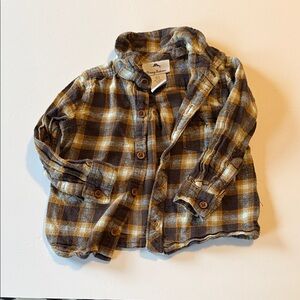 Tommy Bahama Kids 2T Plaid Button-down Flannel Shirt - Brown and‎ Yellow